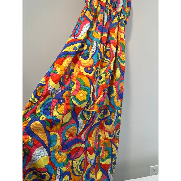 Stunning Vintage 1970s Halter Neck Maxi Dress Bold Psychedelic Print Sm/Med JL - Picture 5 of 10